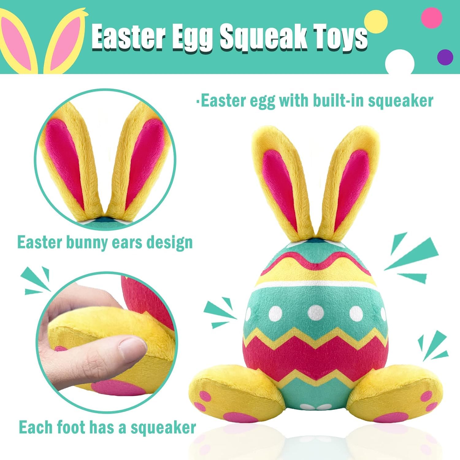 Lepawit Easter toy sized for small to large dogs during play.