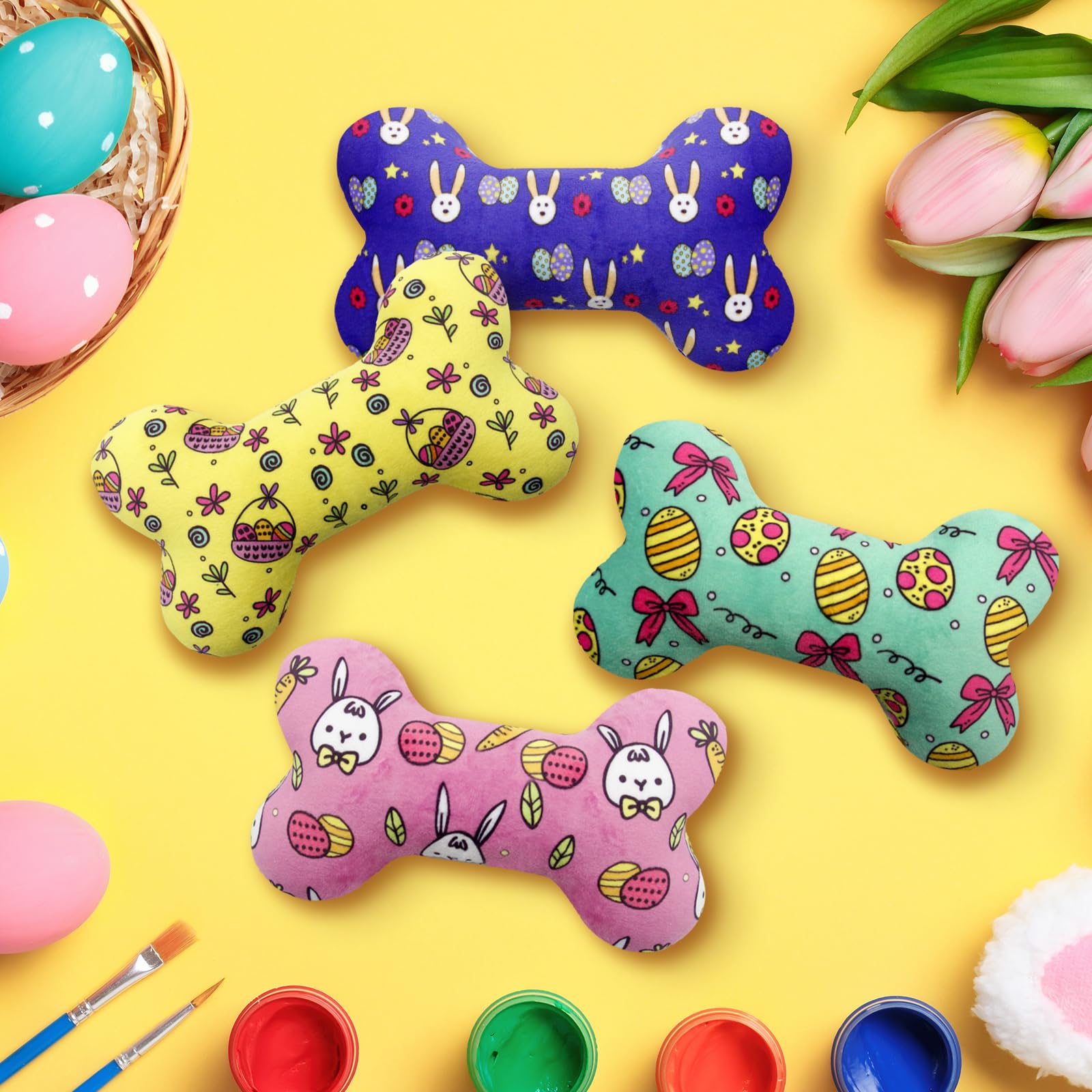 Lepawit Easter bone squeaky toy from a 4-pack set for small dogs