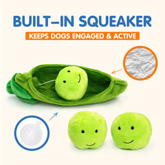 Dog enjoys fetch with Lepawit pea ball during playtime.