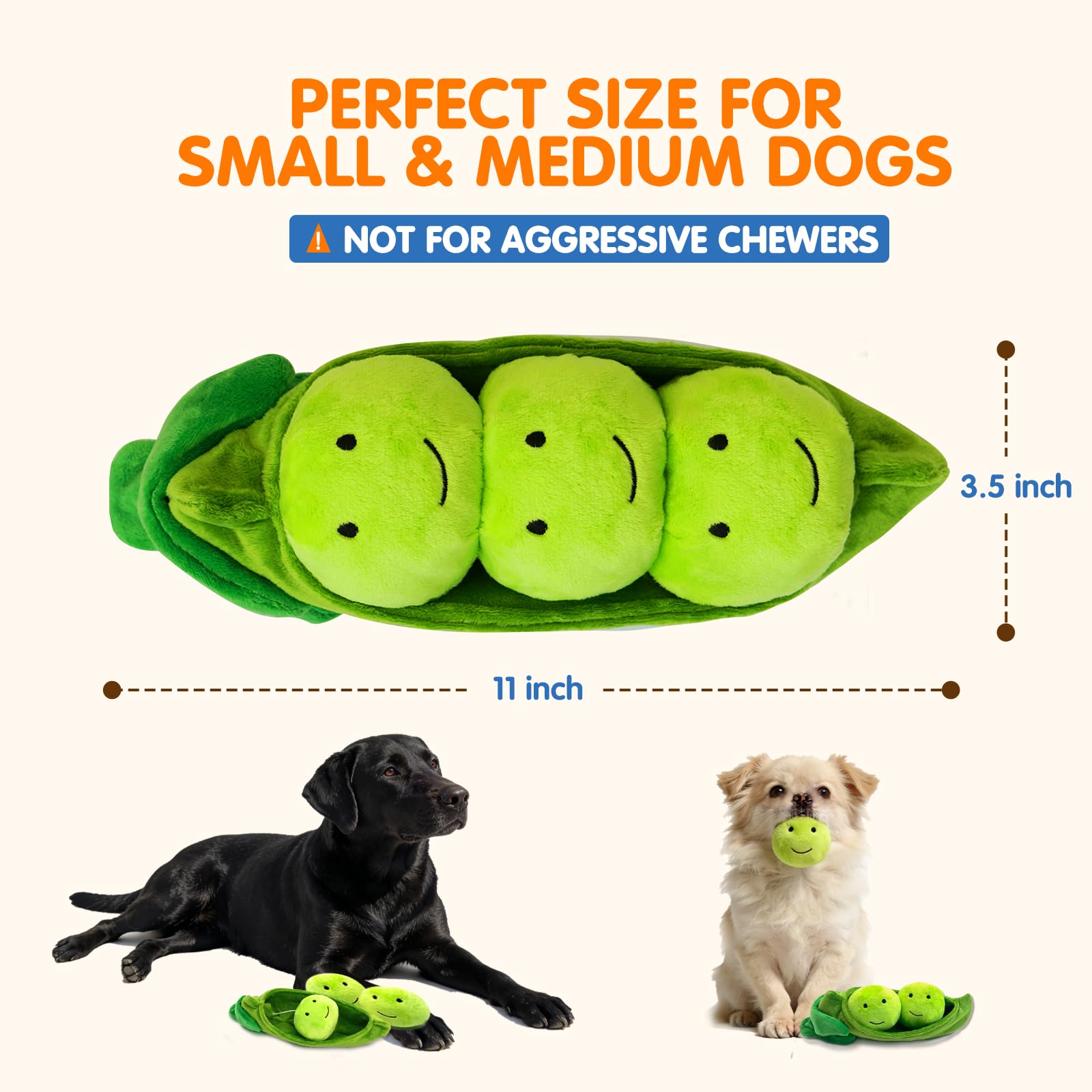 Soft plush fabric offers gentle chew feel and comfort.