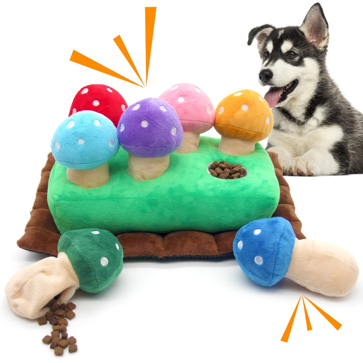 Lepawit Hide and Seek mushroom toy with hidden treats for small dogs
