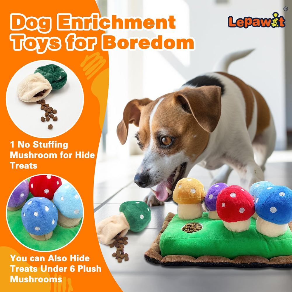 Lepawit Mushroom Hide and Seek toy, squeaky puzzle for curious dogs