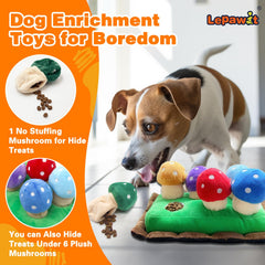 Lepawit Mushroom Hide and Seek toy, squeaky puzzle for curious dogs