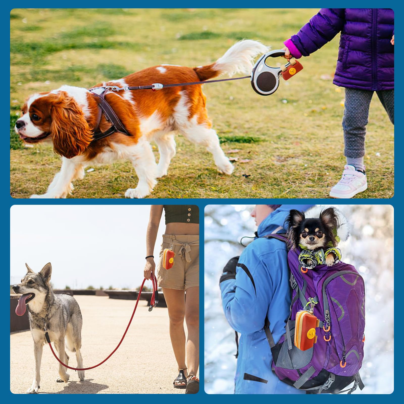 Lepawit poop bag dispenser with metal clip for secure leash attachment