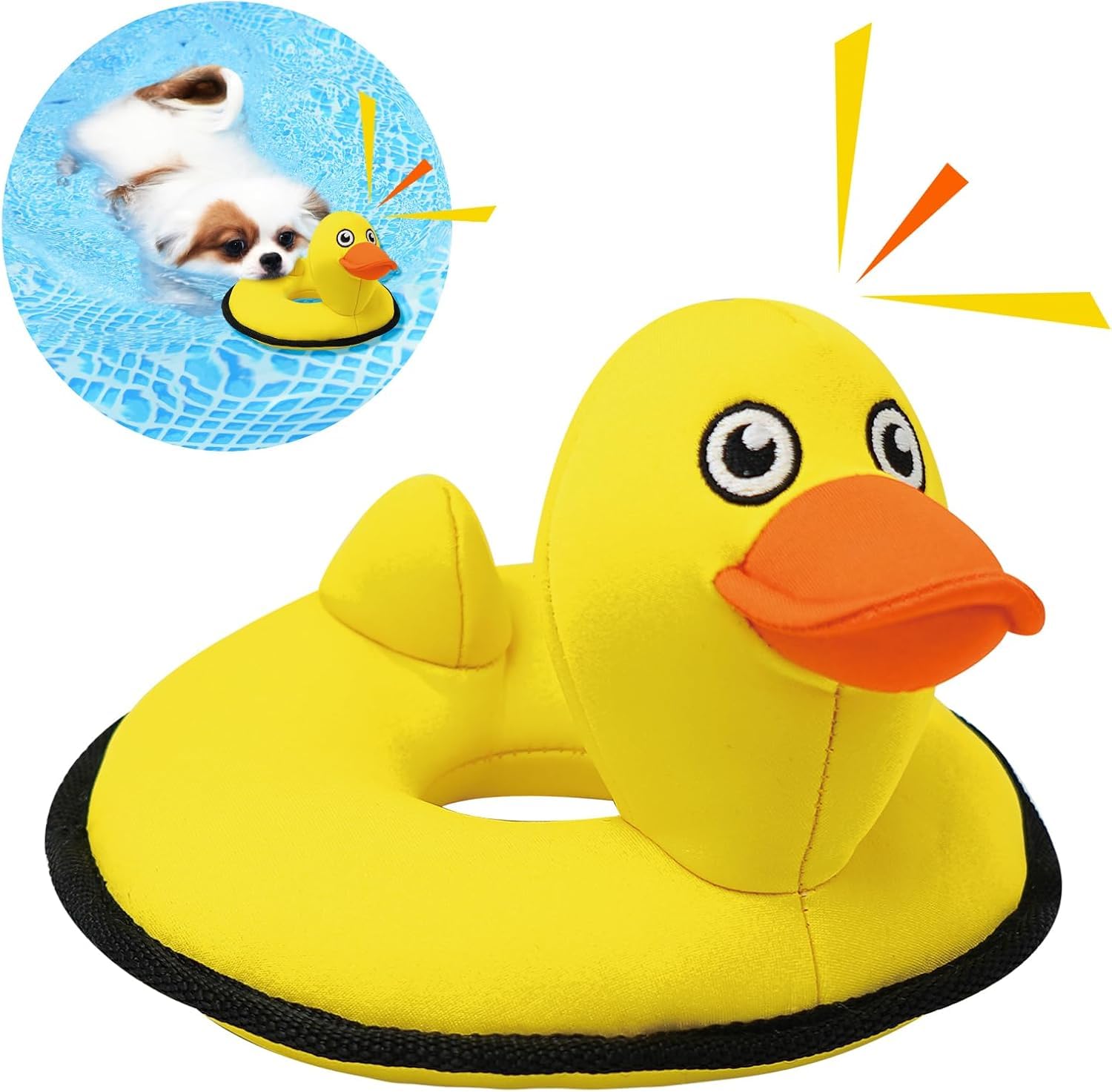 Lepawit squeaky dog toy in yellow duck for indoor fetch and interactive play.