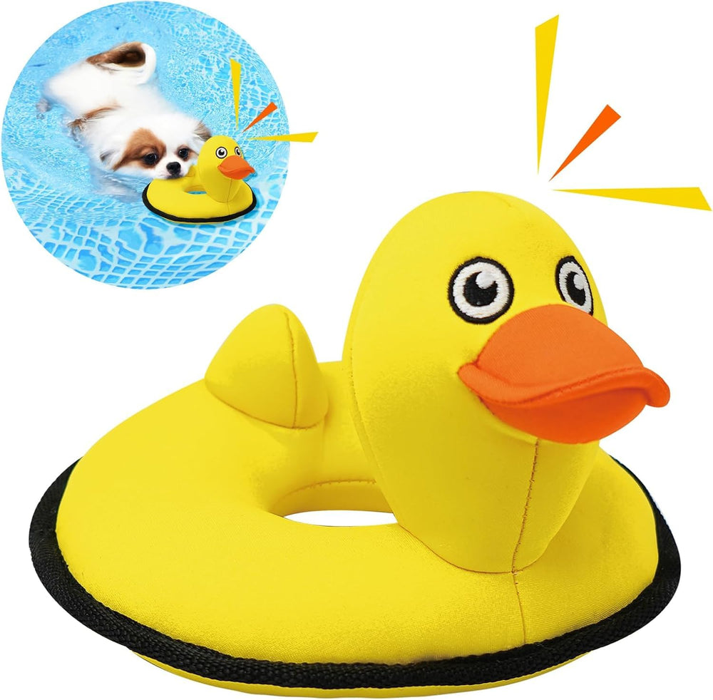 Lepawit squeaky dog toy in yellow duck for indoor fetch and interactive play.