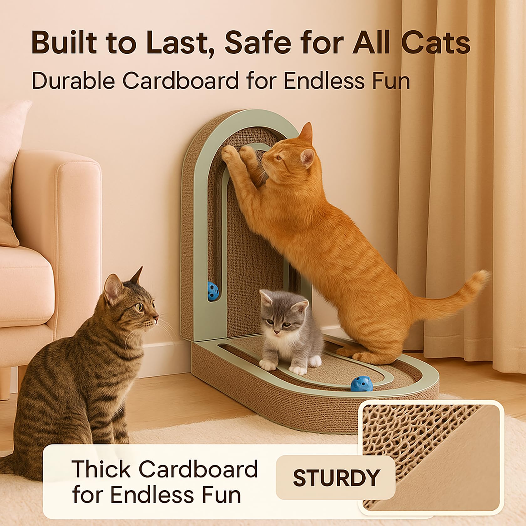 LEQOS indoor-cat toy that doubles as a lounge and scratcher