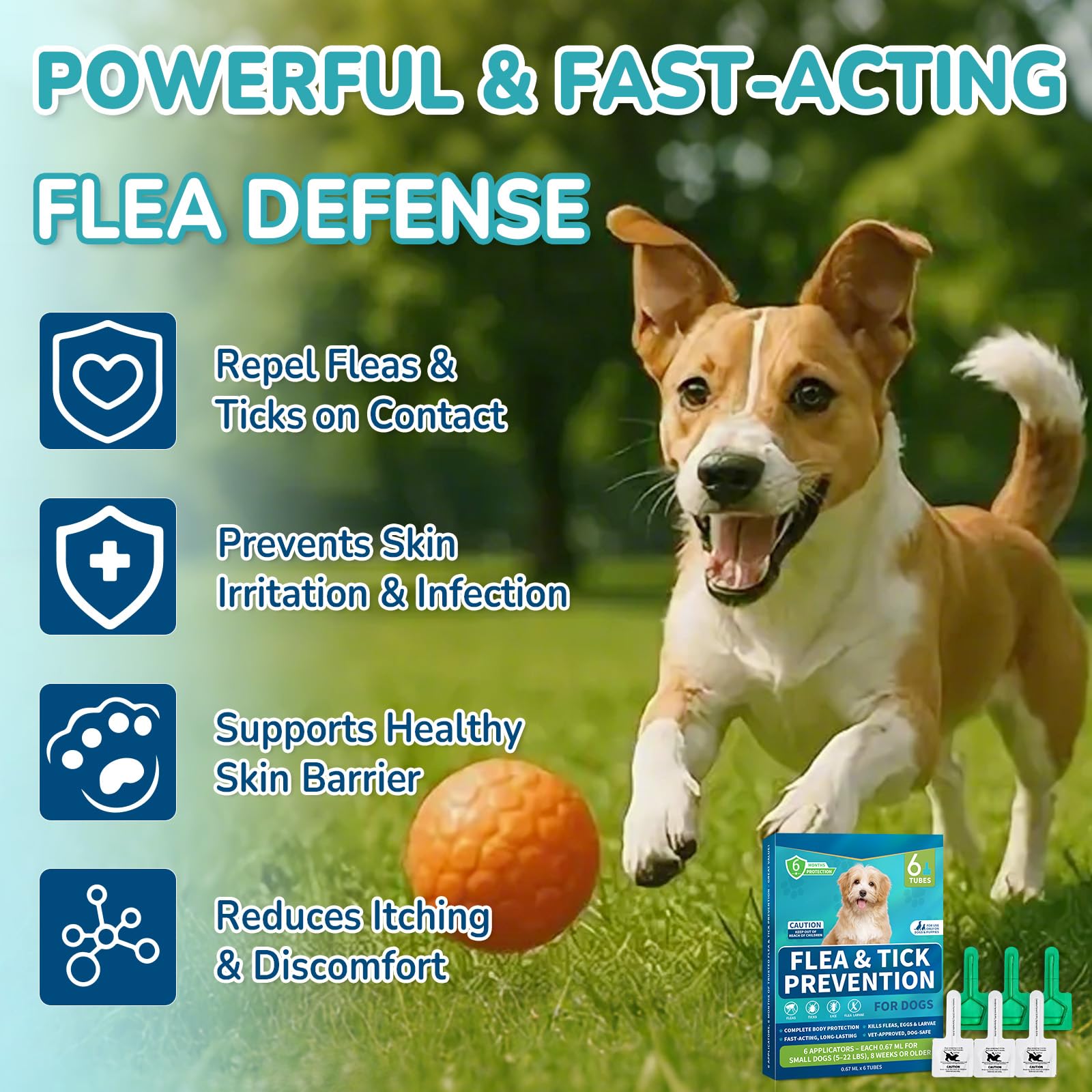 Lerqua water-resistant flea drops remain effective after rain for small dogs.