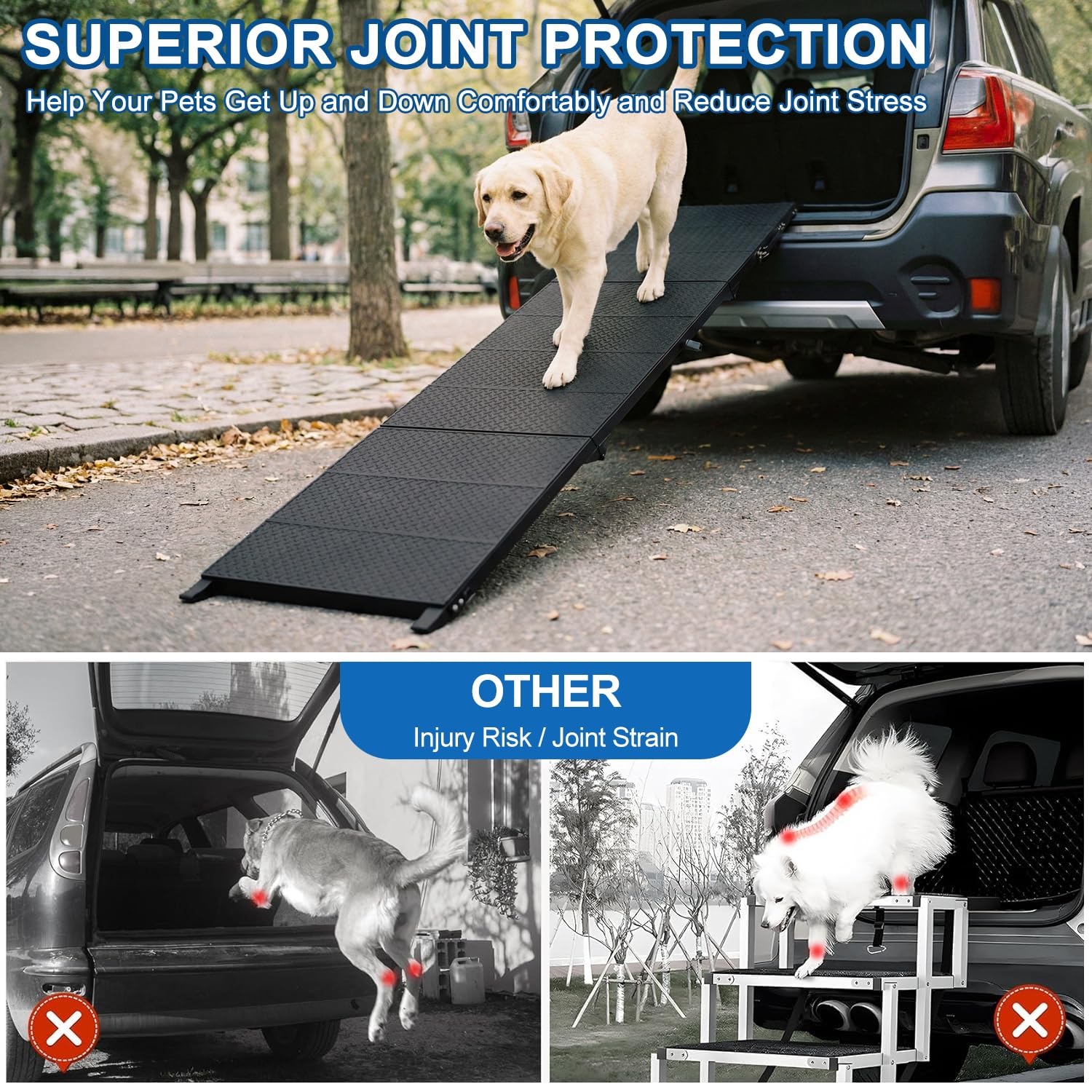 Lesguyor easy-clean waterproof dog ramp resists mud and dirt.