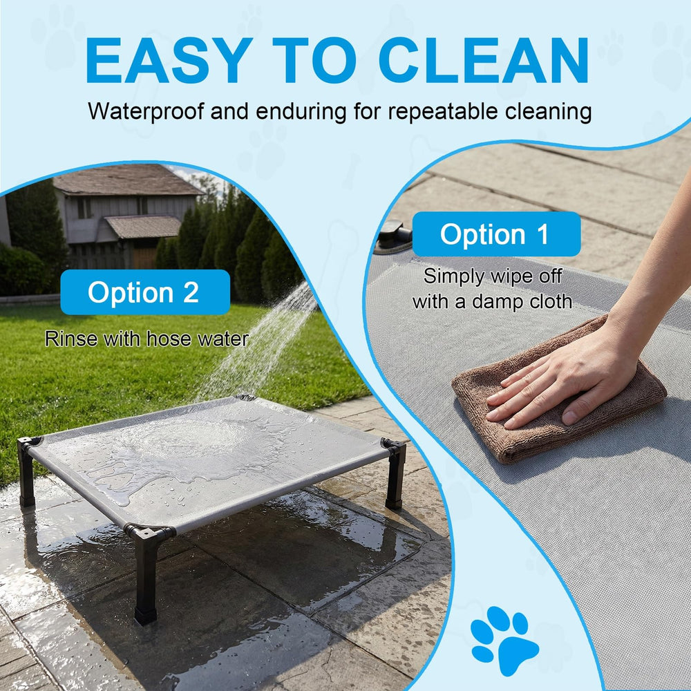 Lesguyor elevated dog bed with durable metal frame for long-lasting use