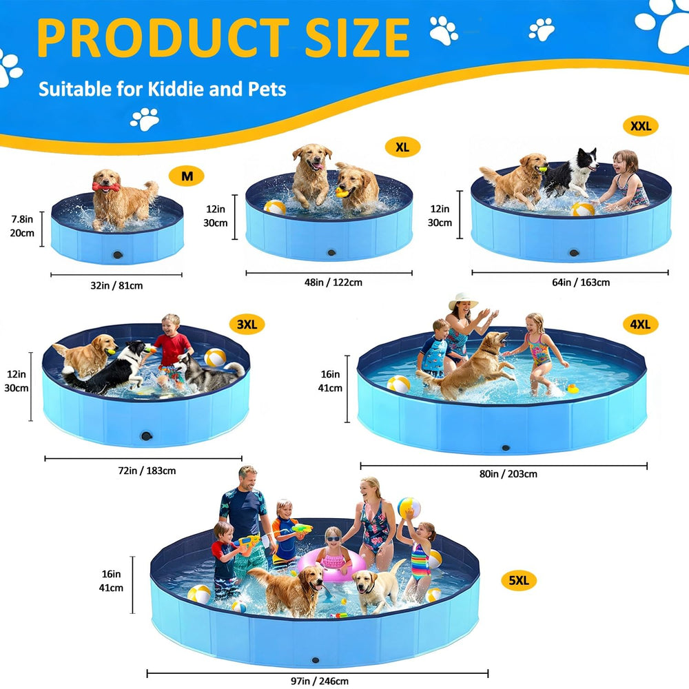 Lesguyor foldable dog pool in backyard illustrating indoor/outdoor use