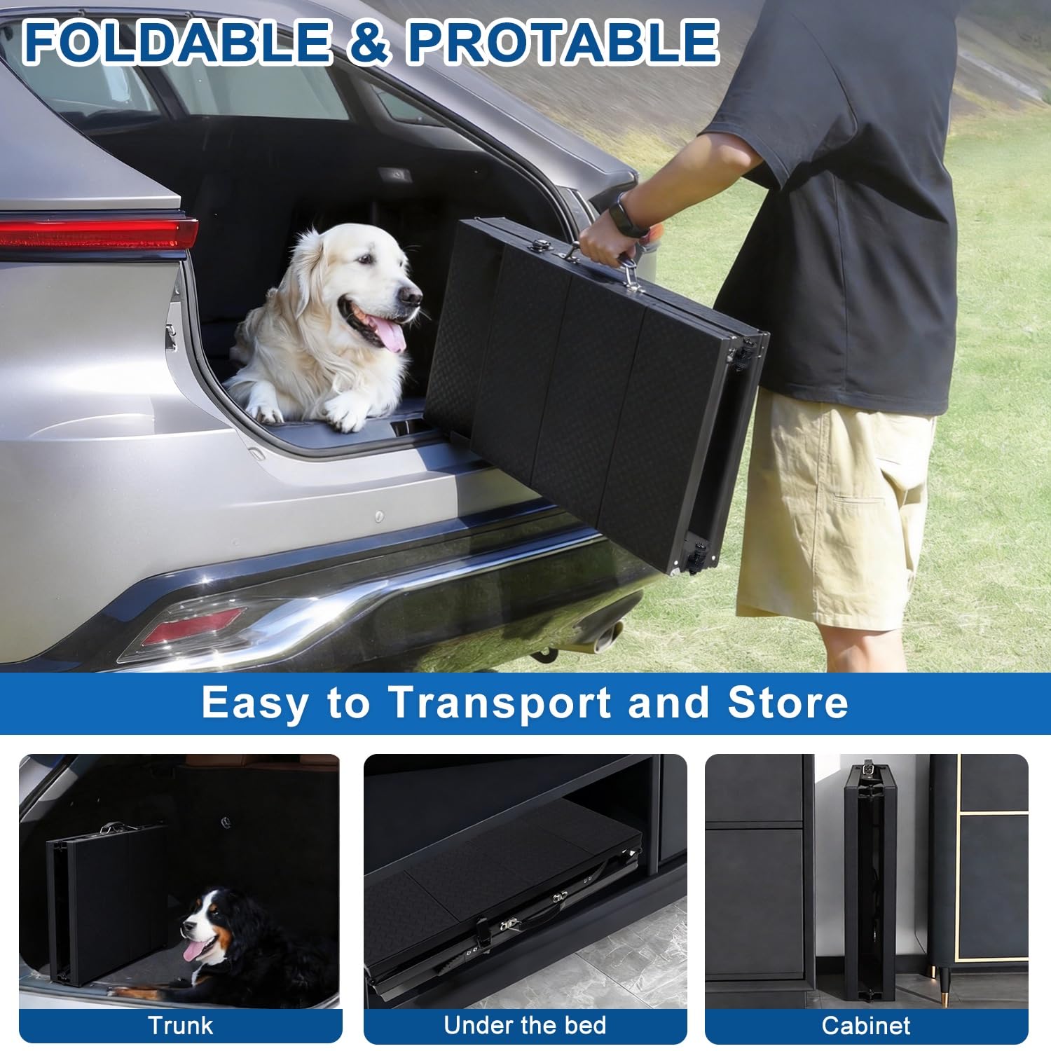 Lesguyor non-slip feet keep ramp stable on vehicles and floors.