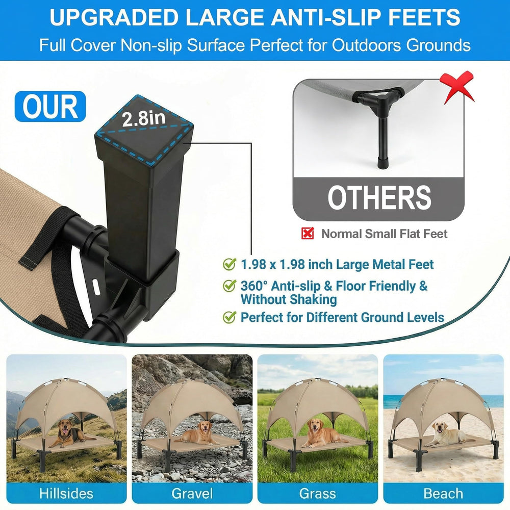 Lesguyor non-slip rubber feet keep the bed stable on various surfaces.