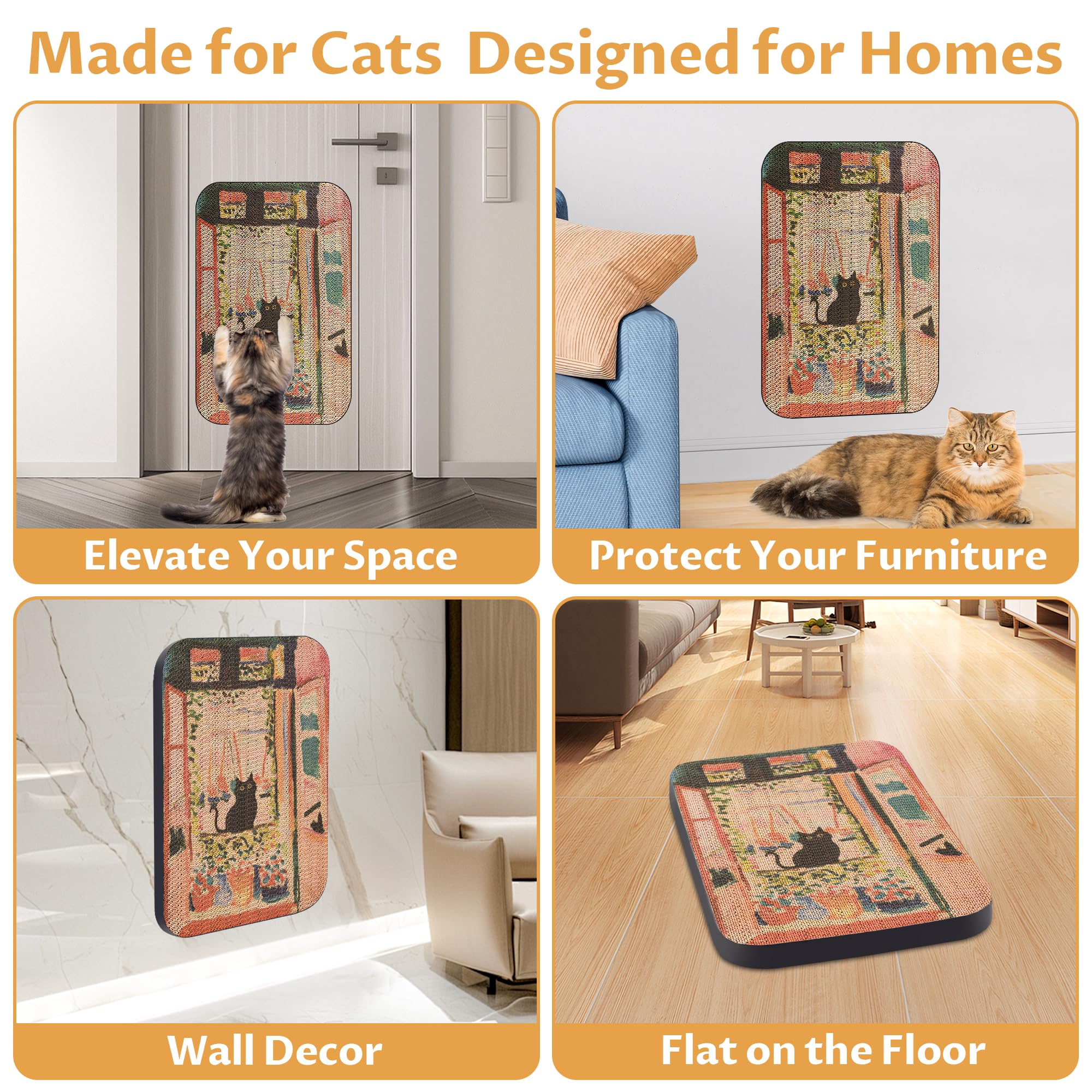 Lesissmer Art Cat Scratcher cat standing using the wall board