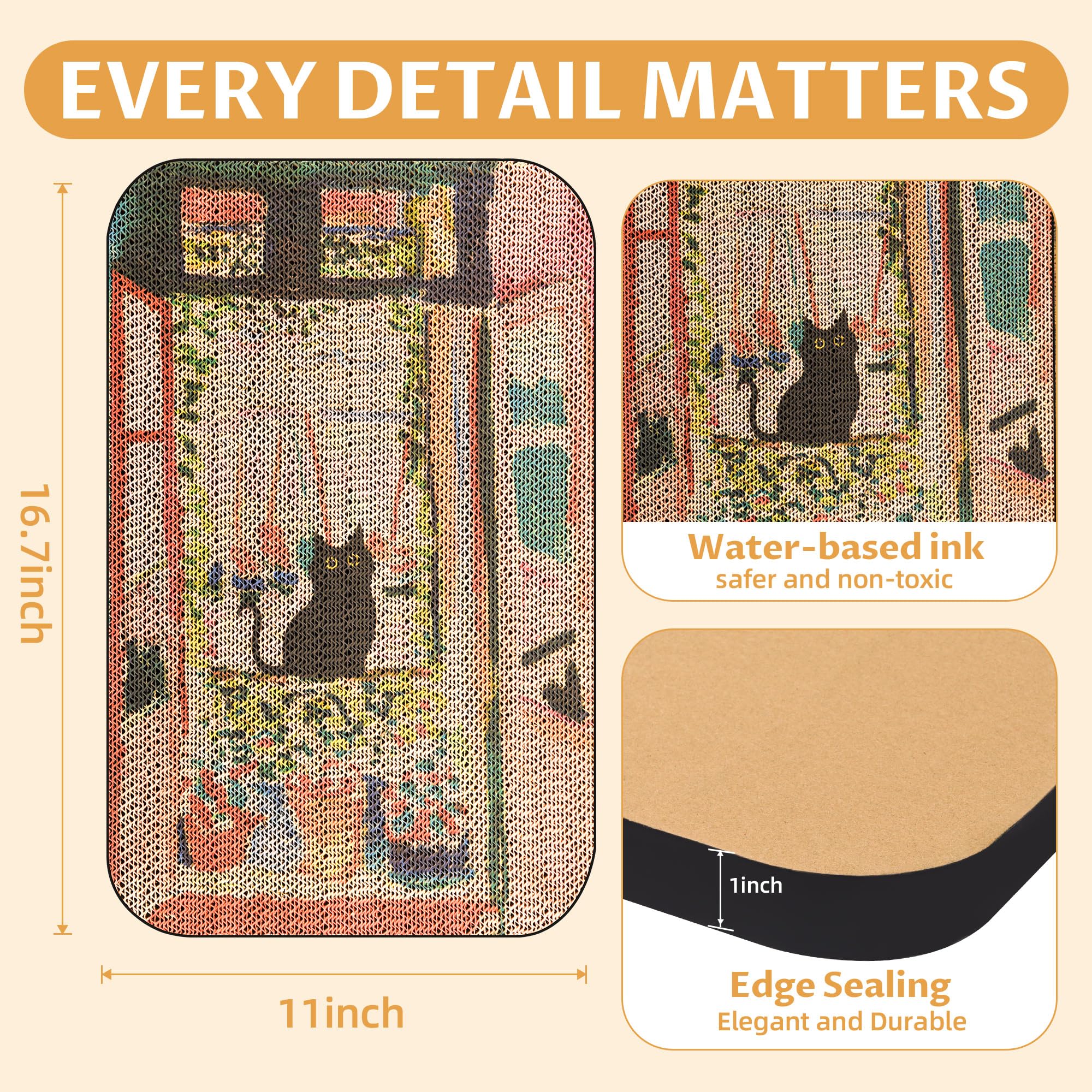 Lesissmer Art Cat Scratcher close-up shows eco-friendly cardboard texture
