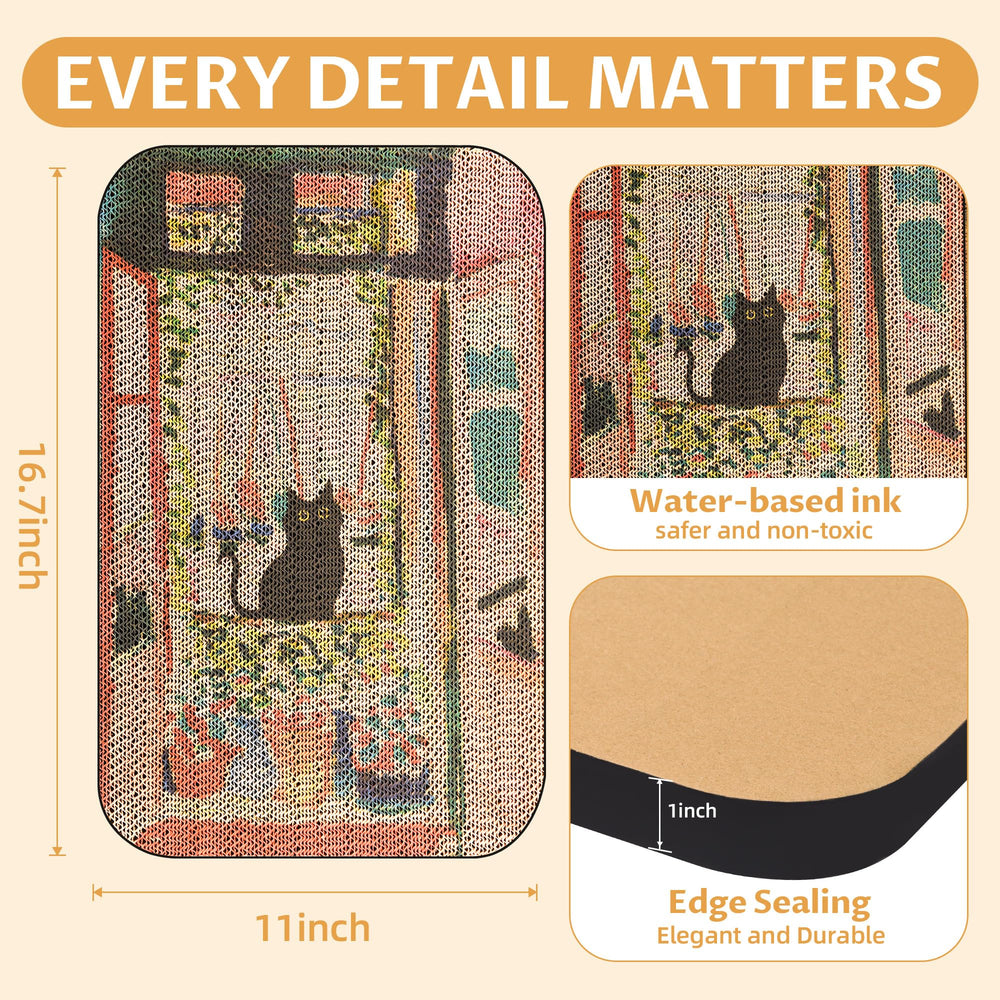Lesissmer Art Cat Scratcher close-up shows eco-friendly cardboard texture