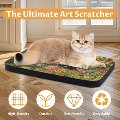 Lesissmer Art Cat Scratcher placed on floor for lounging cats