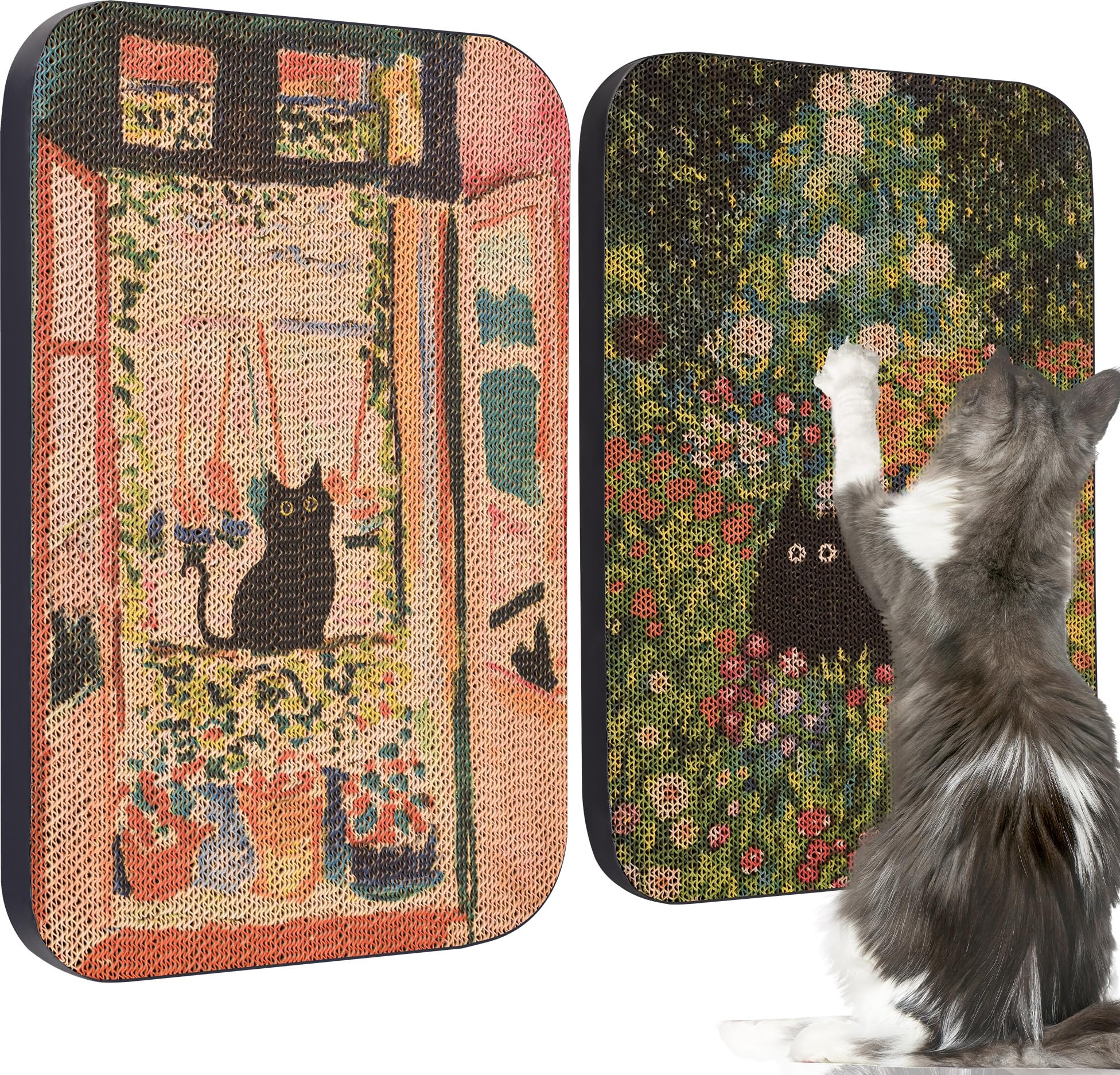 Lesissmer Art Cat Scratcher on wall-mount saves space for indoor homes