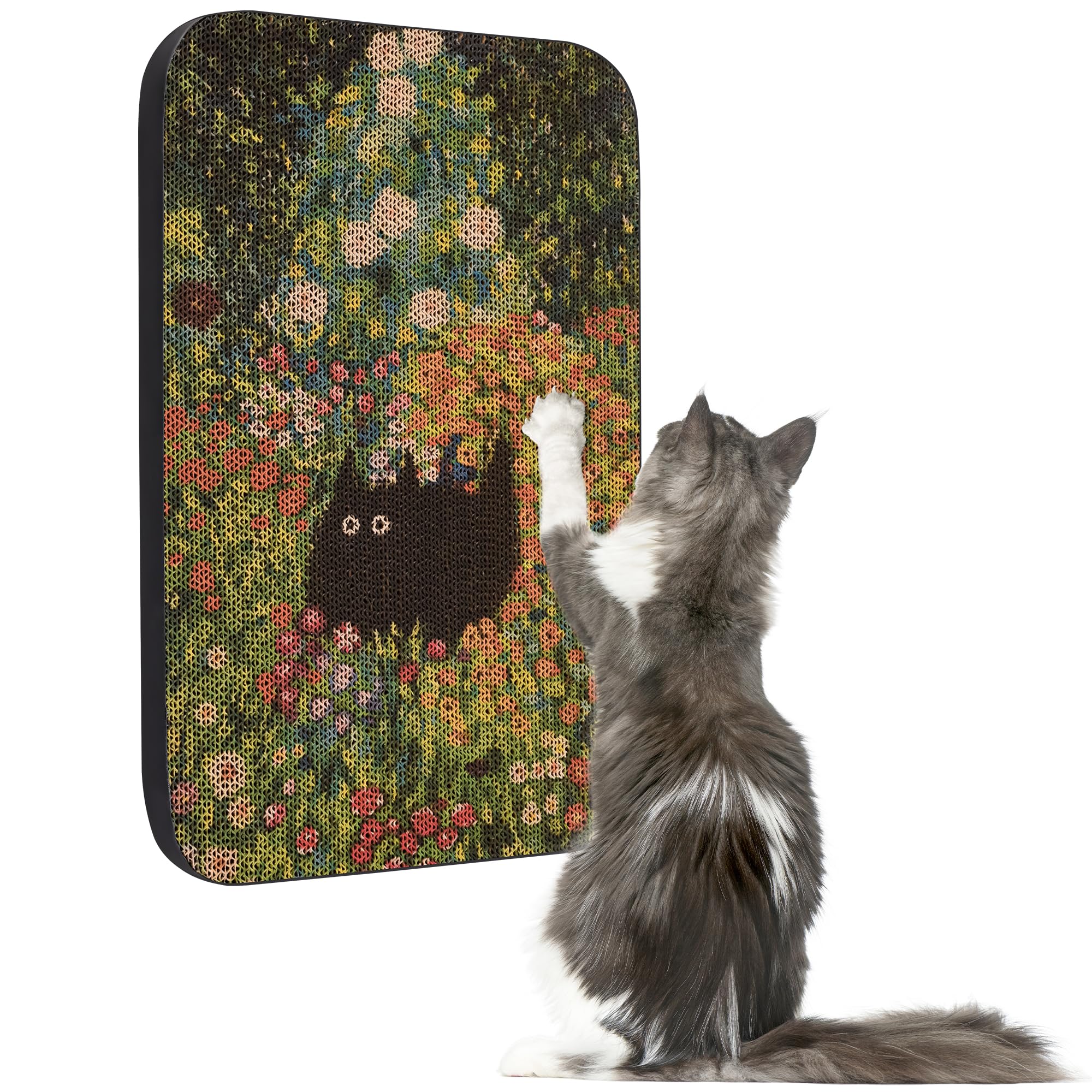 LESISSMER Art Cat Scratcher wall-mount with Flower Garden design protects furniture.