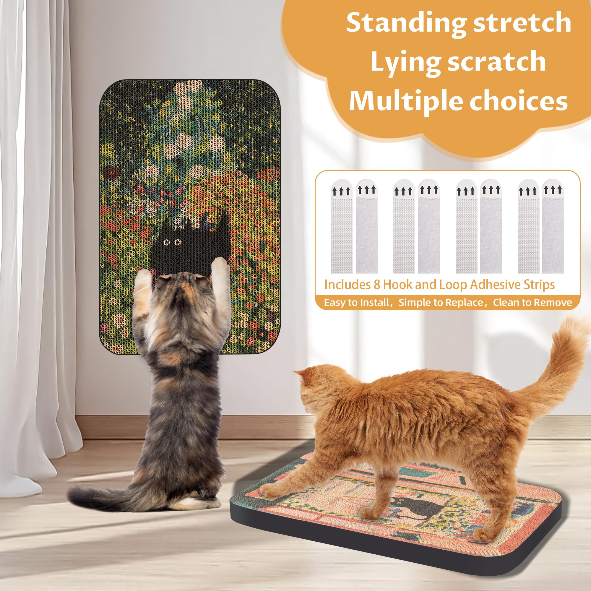Lesissmer Art Cat Scratcher mounted on wall ready for play