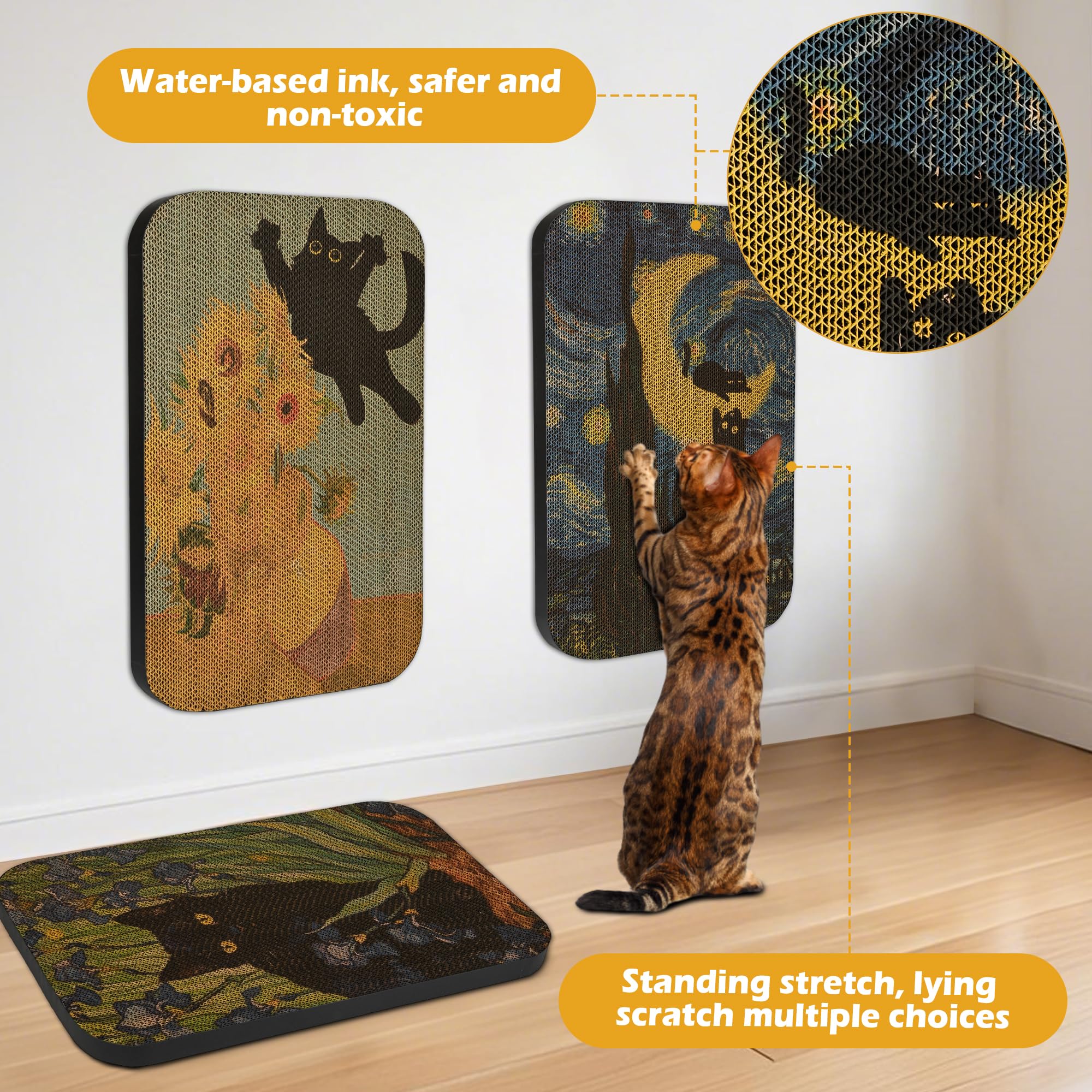 Lesissmer cat scratch board wall-mounted for flexible placement
