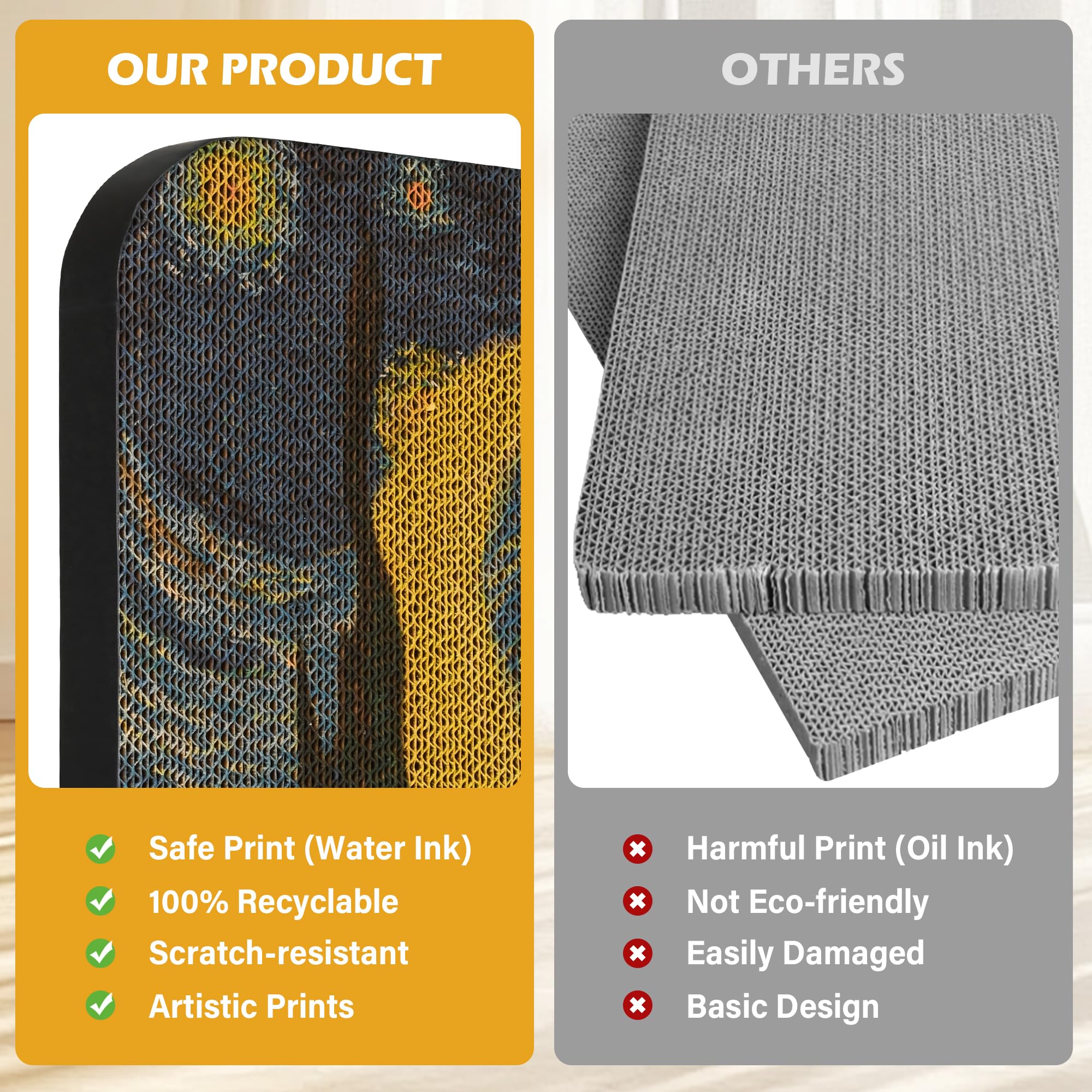 Lesissmer safe ink on scratch pad suitable for curious cats