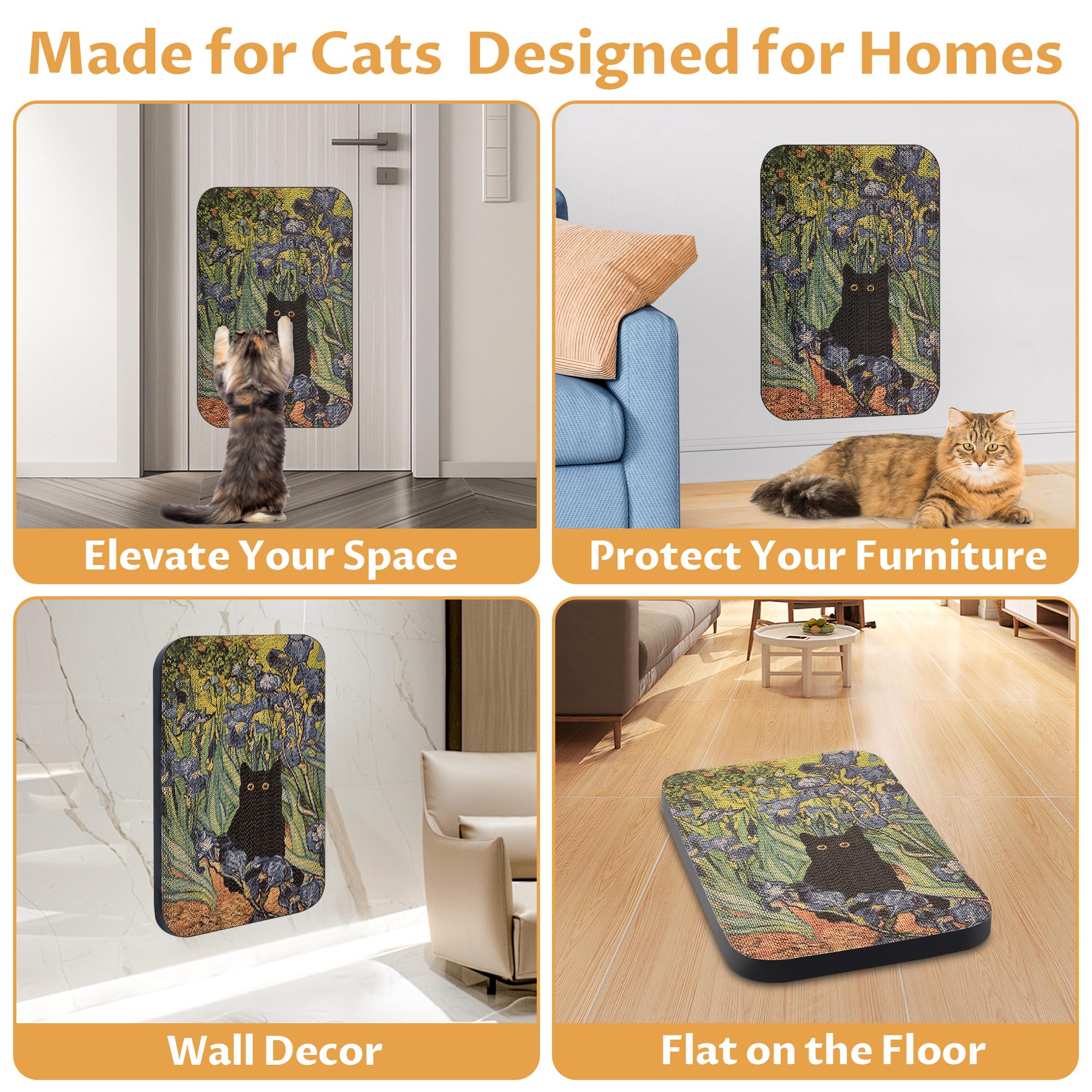 Scratch board can be placed on the floor or wall for versatile use.