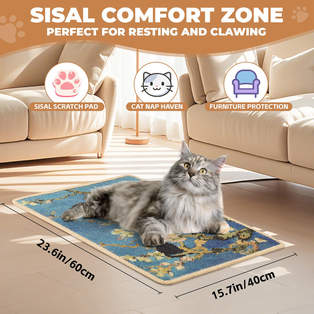 lesissmer sisal cat scratcher mat floor-use offers versatile placement for space