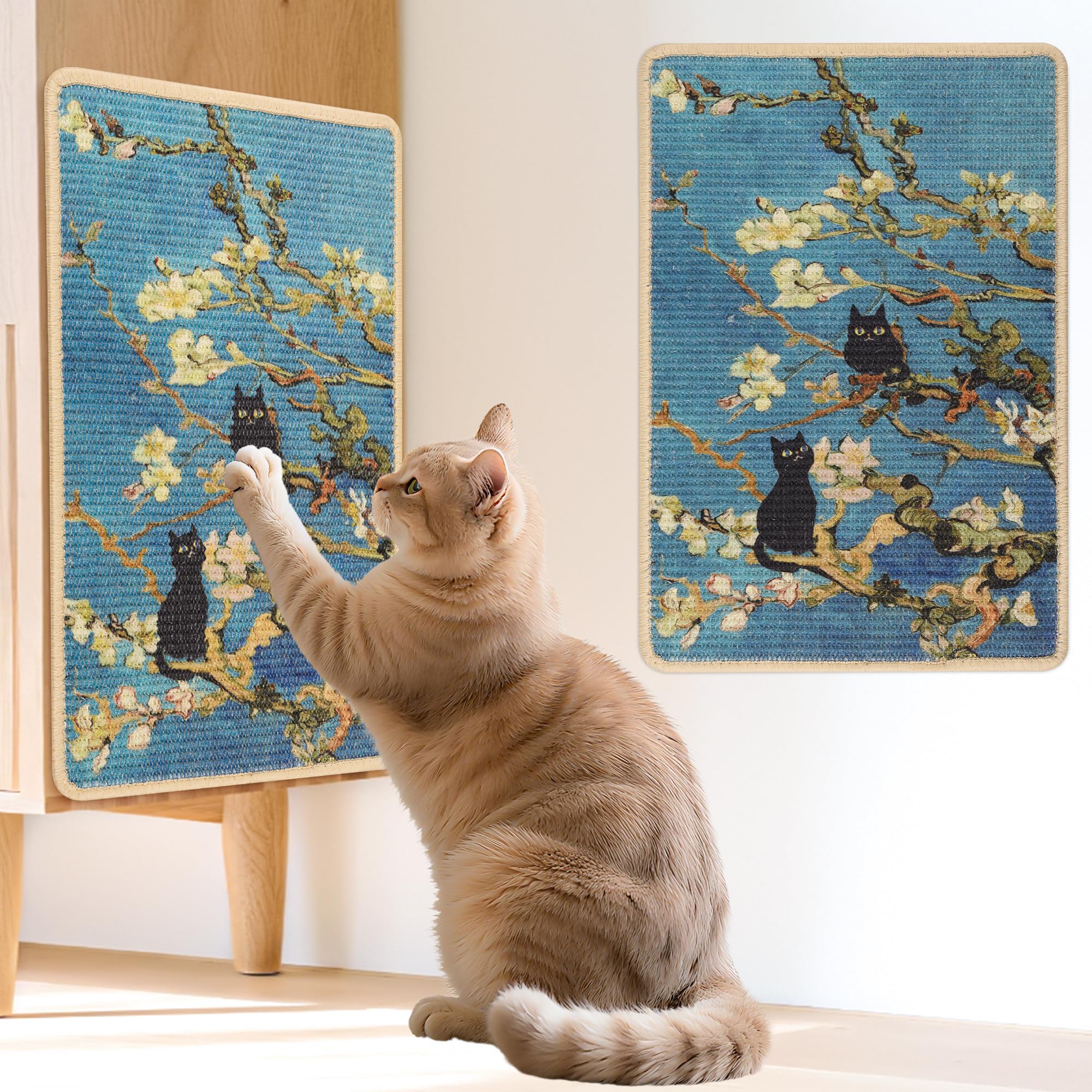 lesissmer sisal cat scratcher mat wall-mounted protects furniture while cats scratch