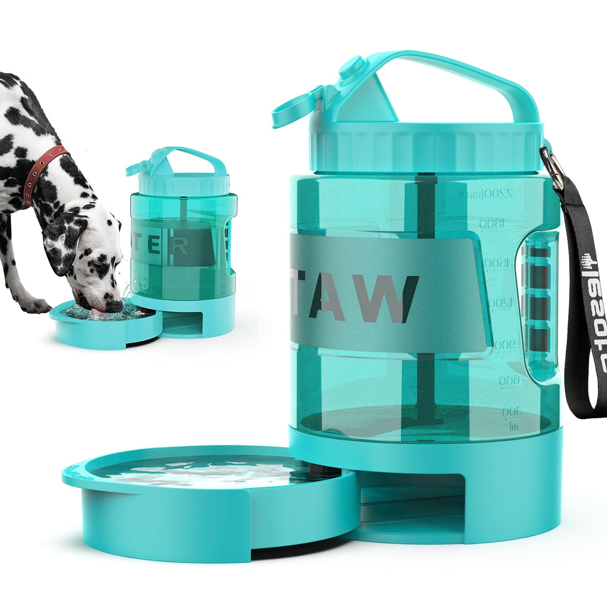 Lesotc 77oz portable dog water bottle with pull-out bowl for easy on-the-go hydration.