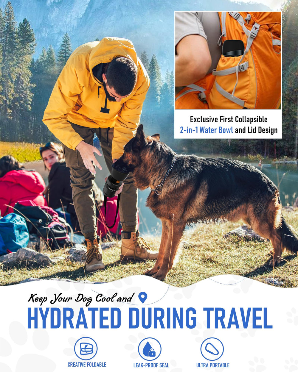 Lesotc dog water bottle BPA-free material for pet safety.