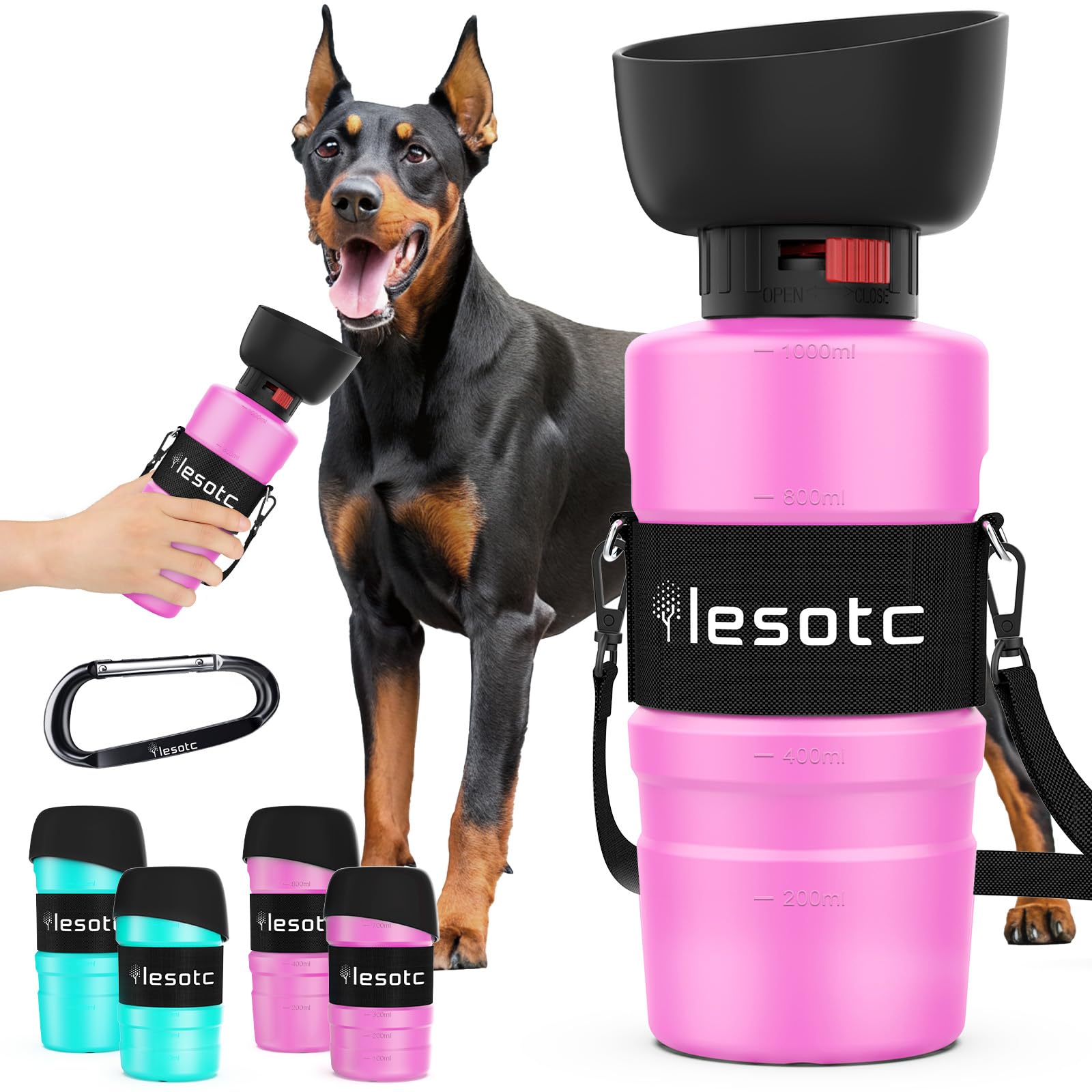 Lesotc dog water bottle cap demonstration for spill-free on-the-go hydration