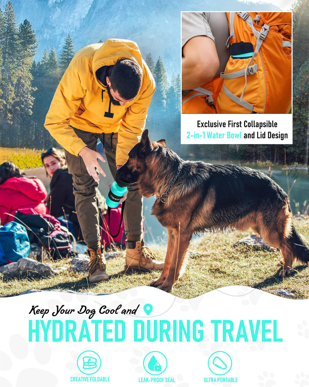 Lesotc bottle carabiner attachment keeps hydration gear secure.