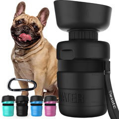 Lesotc dog water bottle with extension strap for easy outdoor hydration.