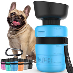 Lesotc dog water bottle with fold-cap bowl for easy outdoor hydration.