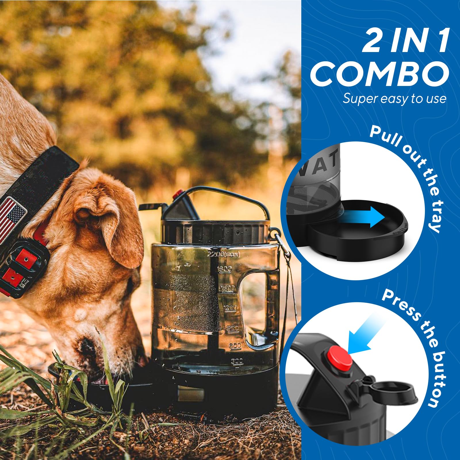Lesotc dog water bowl dispenser pull-out bowl demonstrates easy one-handed water access.