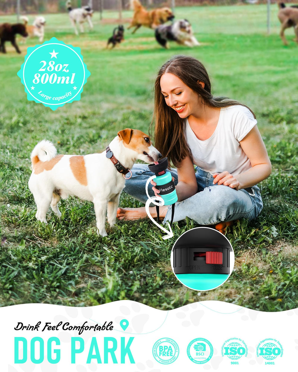Lesotc bottle features leak-proof push-button design for secure travel.