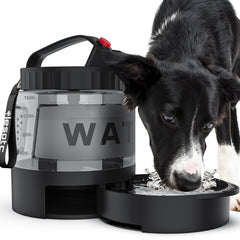 Lesotc portable dog water bottle shows 56oz capacity for travel and hiking