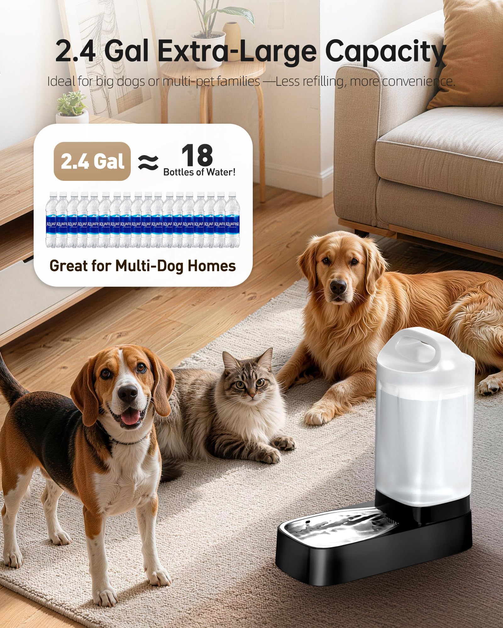 Lesotc spacious 8.7-inch bowl fits large dogs without whisker pinch.