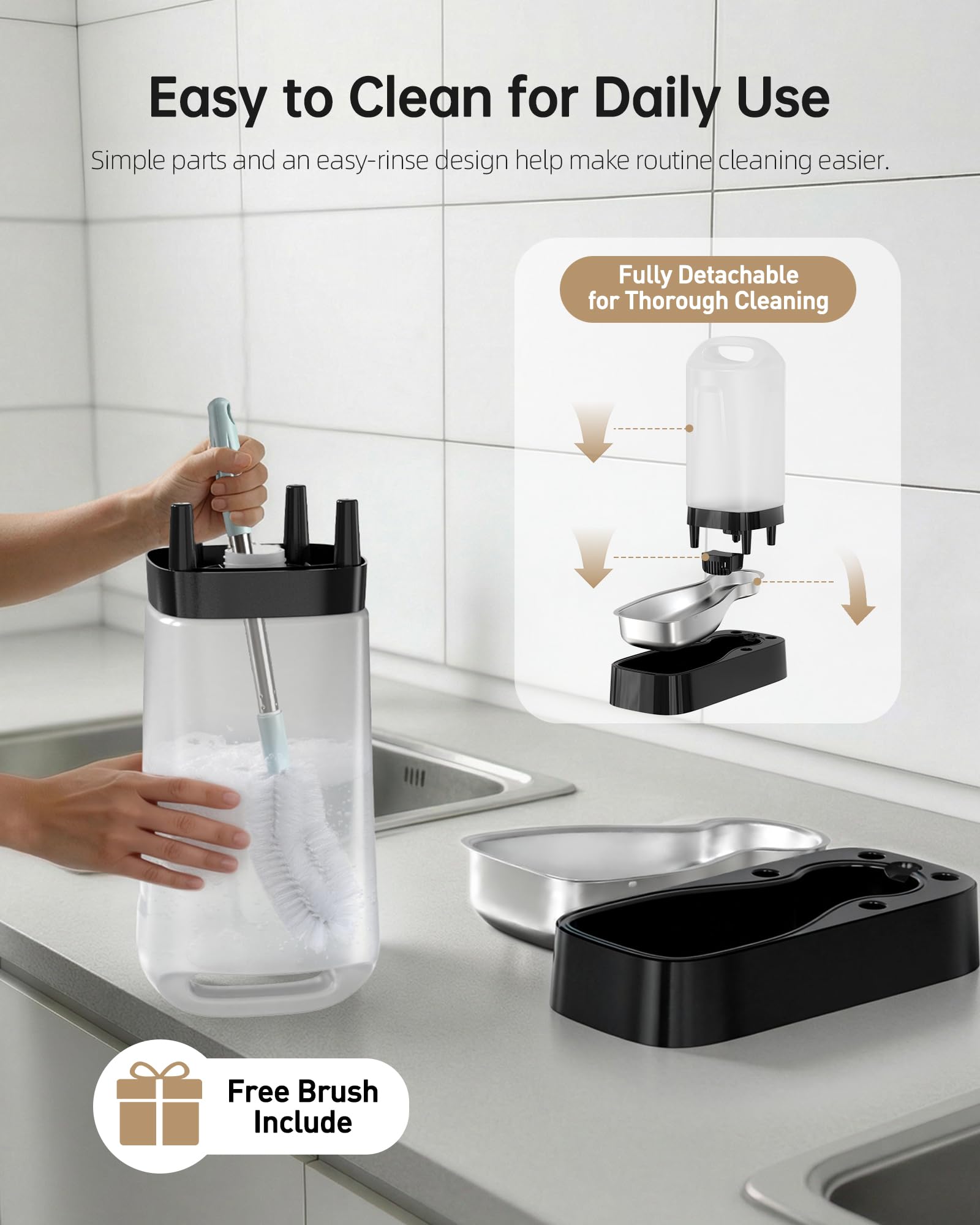 Lesotc spill-proof base stays steady on tile, wood, or carpet.