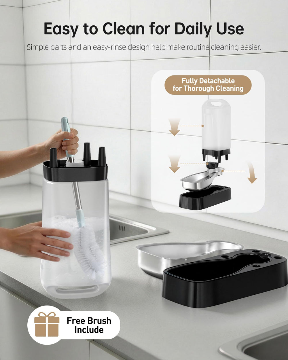 Lesotc spill-proof base stays steady on tile, wood, or carpet.