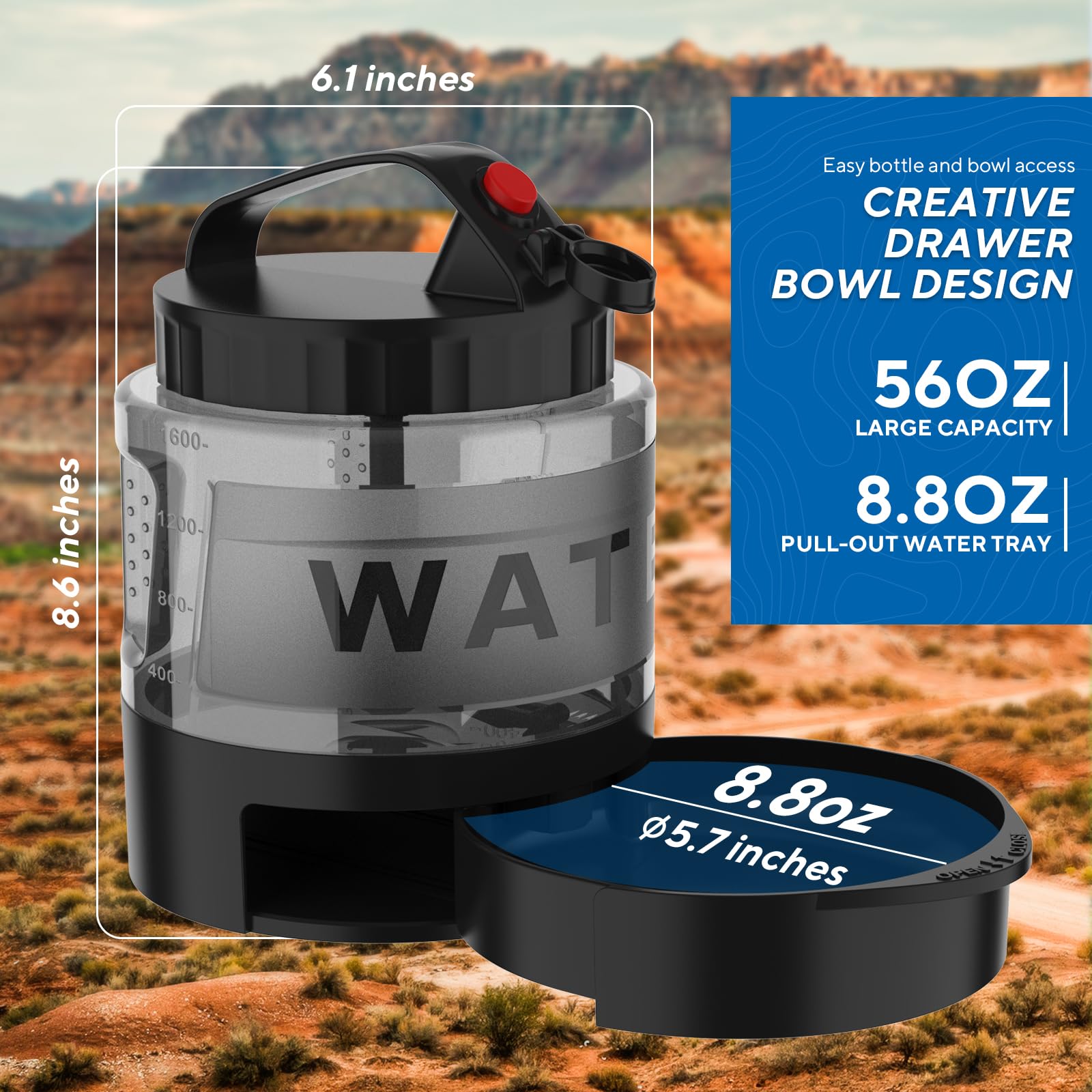 Lesotc travel-friendly bottle in use for outdoors with a dog