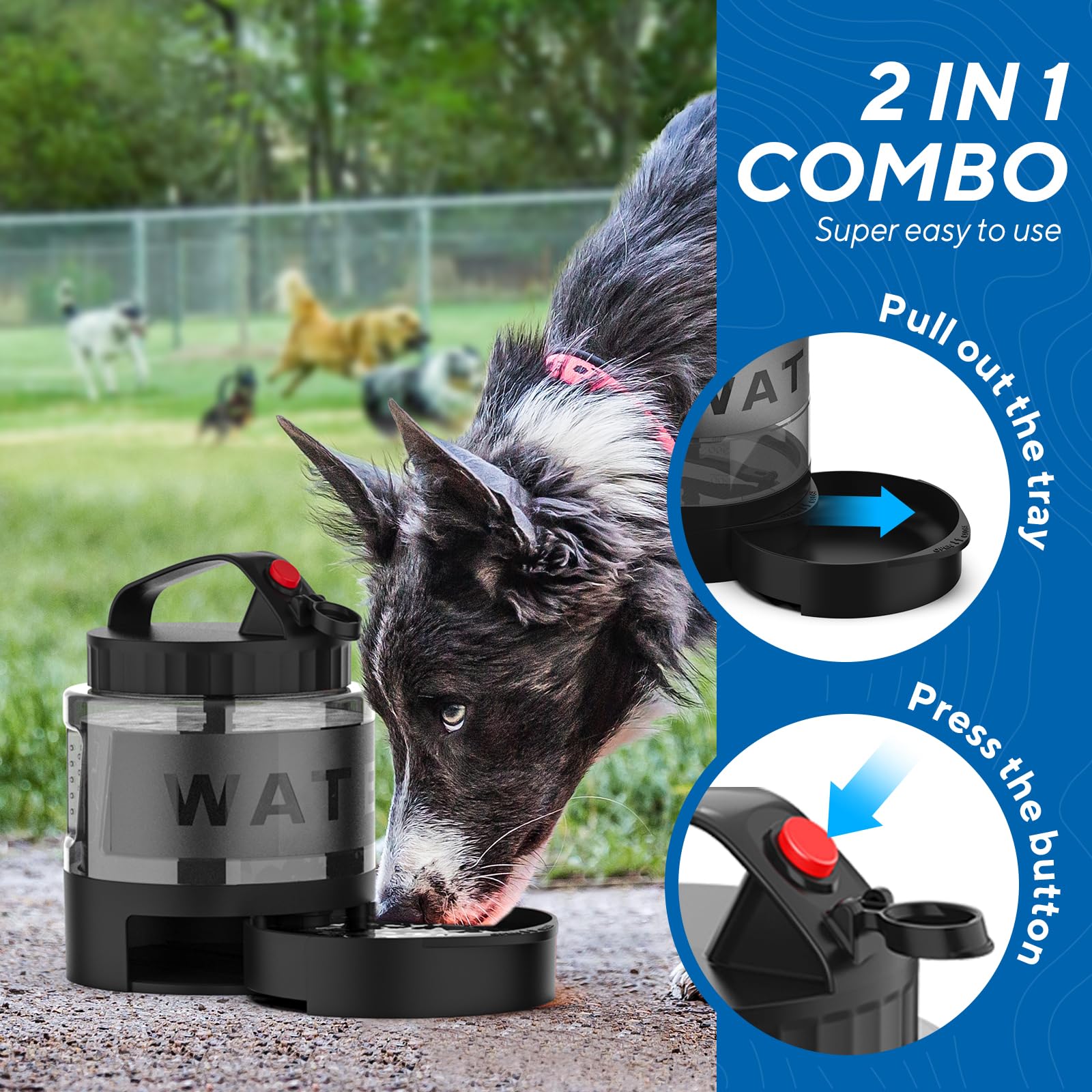 Lesotc two-in-one design with integrated bowl for quick hydration on outings