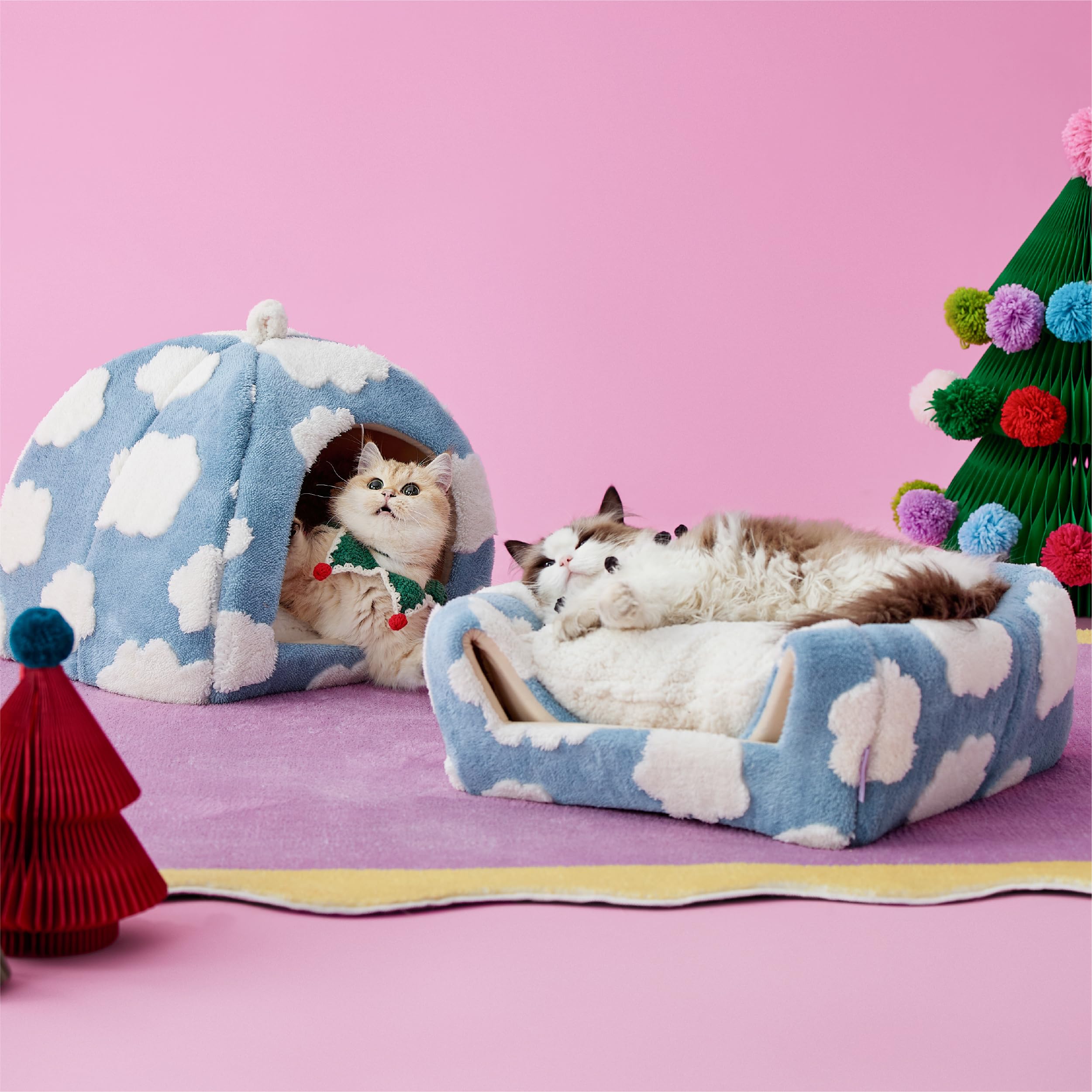 LE SURE Lesure cat bed removable pillow adds easy-clean comfort