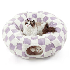 LE SURE Lesure Cat Tunnel Bed circle cushion for cozy indoor naps.