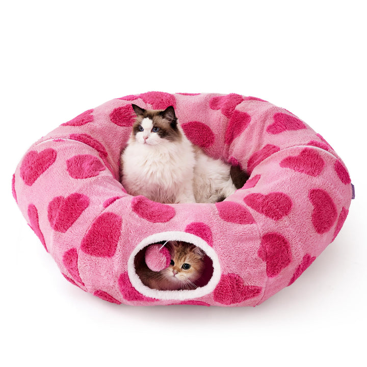 LE SURE Lesure cat tunnel bed circle cushion offers a cozy nap and hideaway.