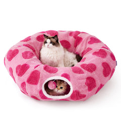 LE SURE Lesure cat tunnel bed circle cushion offers a cozy nap and hideaway.