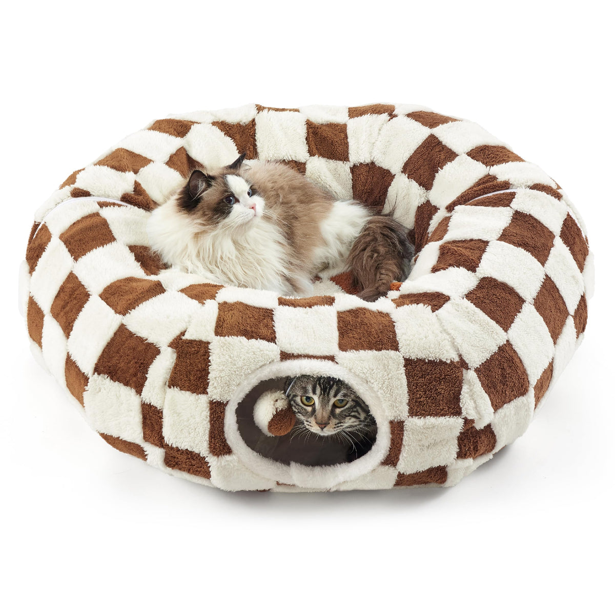 LE SURE Lesure cat tunnel bed circle view shows a cozy play space