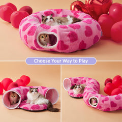 LE SURE Lesure cat tunnel bed with toy balls promotes interactive play.