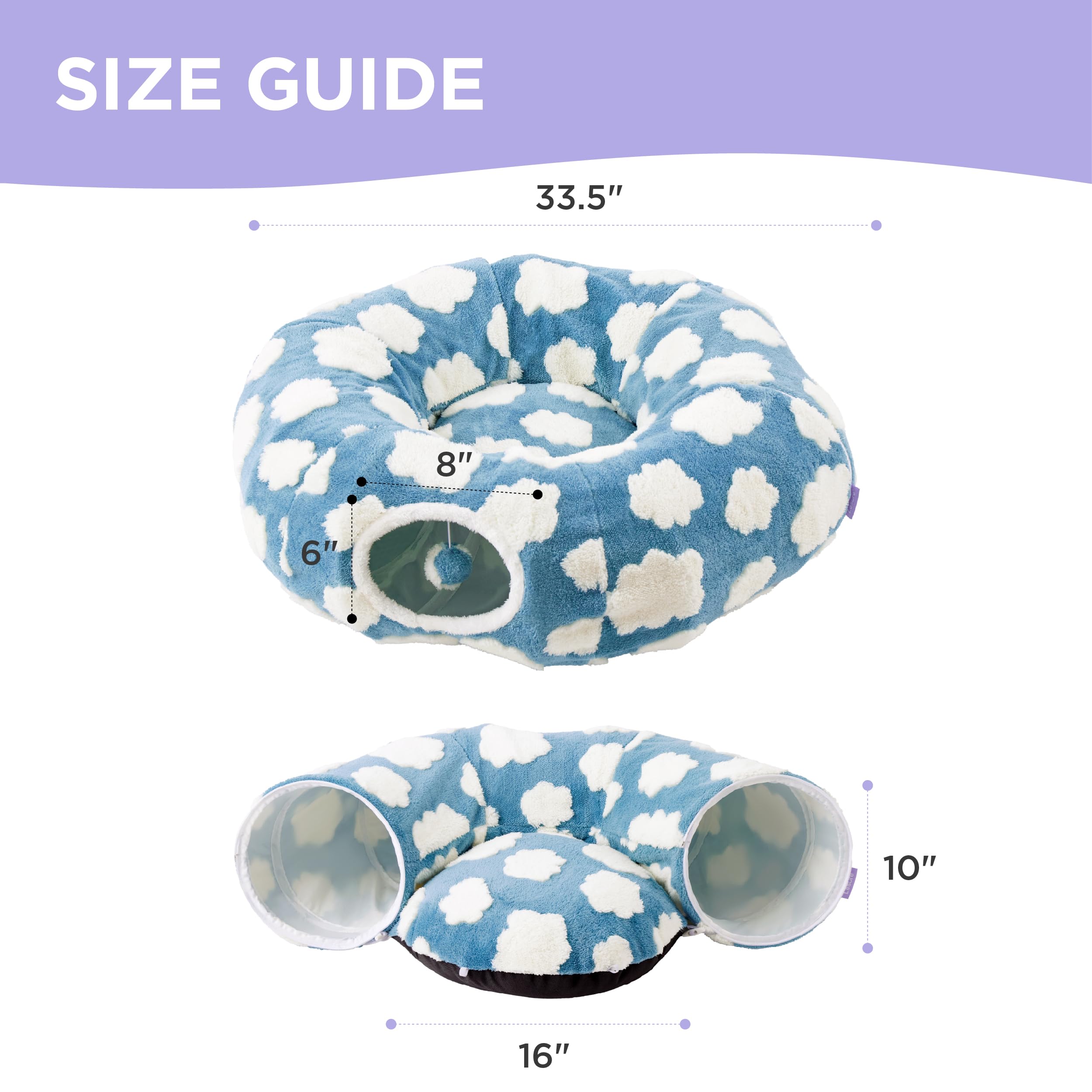 Lesure cat tunnel bed non-slip bottom keeps it in place.